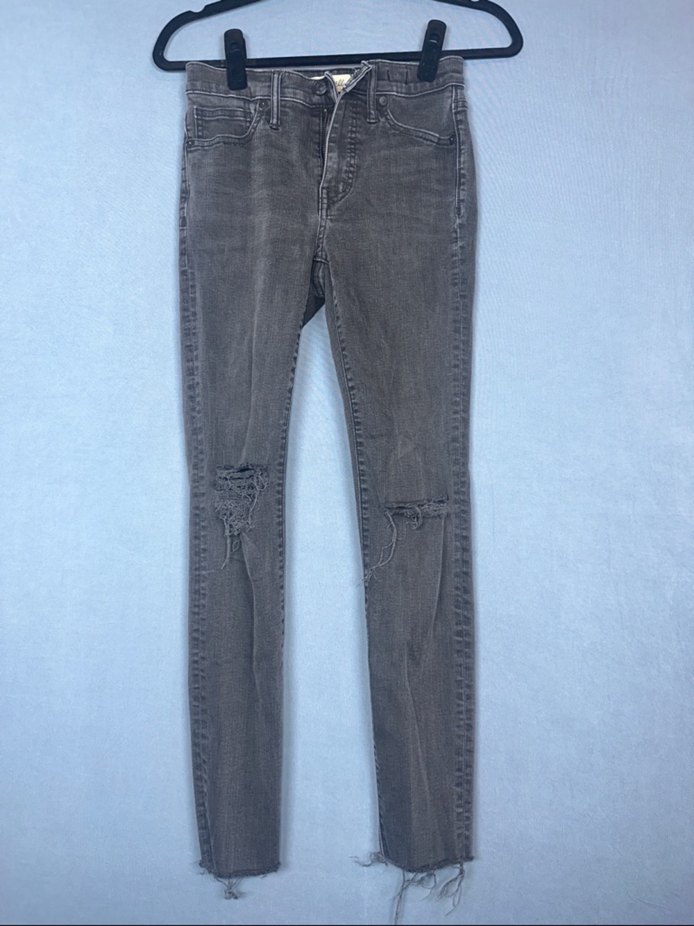 Madewell High Rise Skinny Jeans Womens 26 Black Distressed Stretch Denim